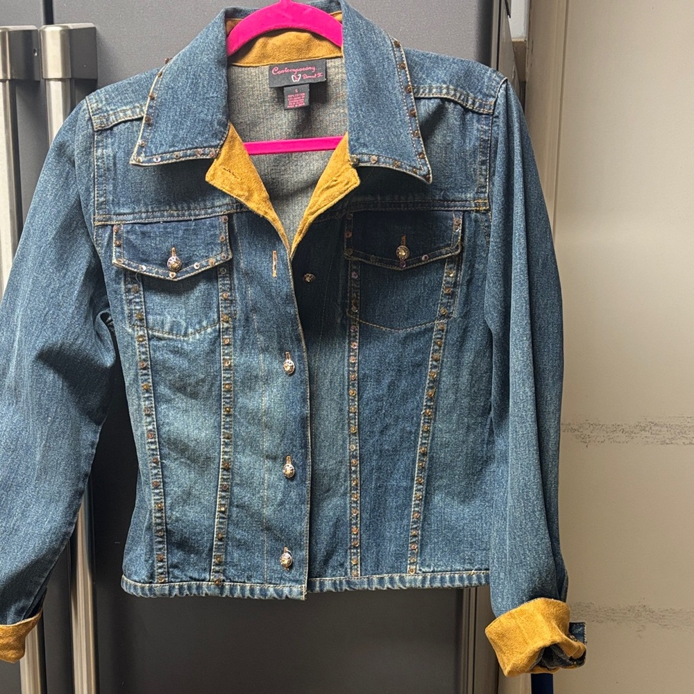 Denim Jacket with Suede & Sequin accents